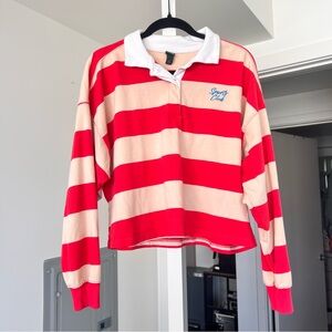 Pink Striped Long Sleeve Rugby Polo | M